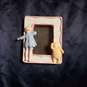 Vintage Russ Baby nursery small Ceramic Picture Frame Ft. A Boy and Yell